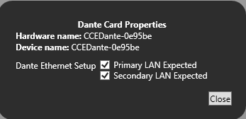 Enable secondary LAN in Dante card properties for 2022-7